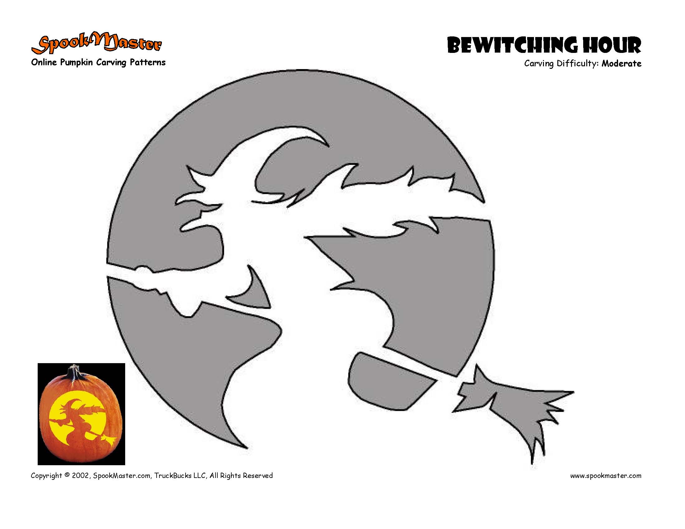 SPOOKMASTER BEWITCHING HOUR PUMPKIN CARVING PATTERN