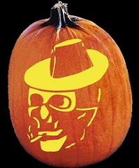 SPOOKMASTER SKULL DETECTIVE DOOM PUMPKIN CARVING PATTERN